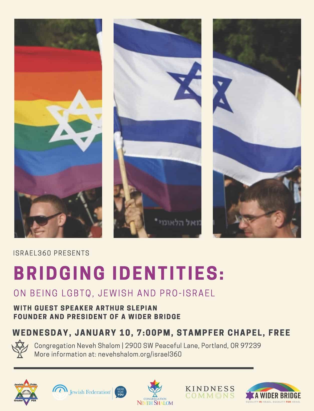 Bridging Identities: On Being LGBTQ, Jewish and Pro-Israel @ Congregation Neveh Shalom | Portland | Oregon | United States